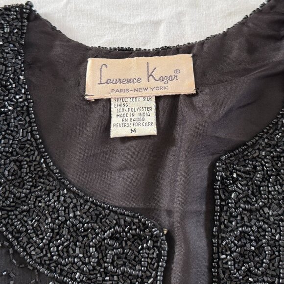Flawless Lawrence Kazar Silk & All Over Beads Formal Evening Jacket Vintage - Picture 3 of 9